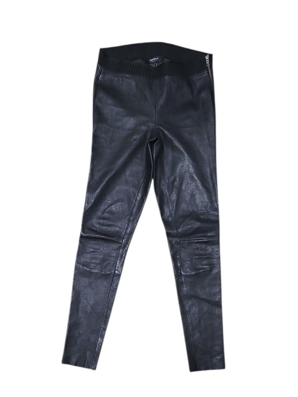 Muubaa Cowley Black Stretch Lamb Leather Leggings Pants Skinny Mid Rise US sz 10